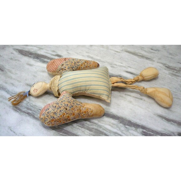 Vintage Antiqued Cottagecore Grannycore County Chic Angel Doll Handmade Unique - Picture 3 of 11